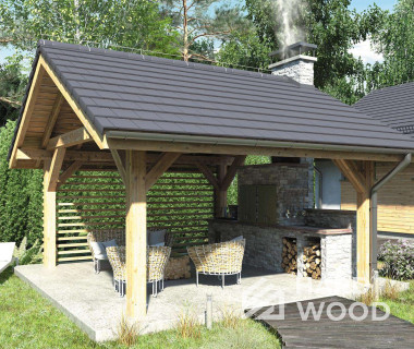 Деревянный навес для барбекю №90 - фото 1081